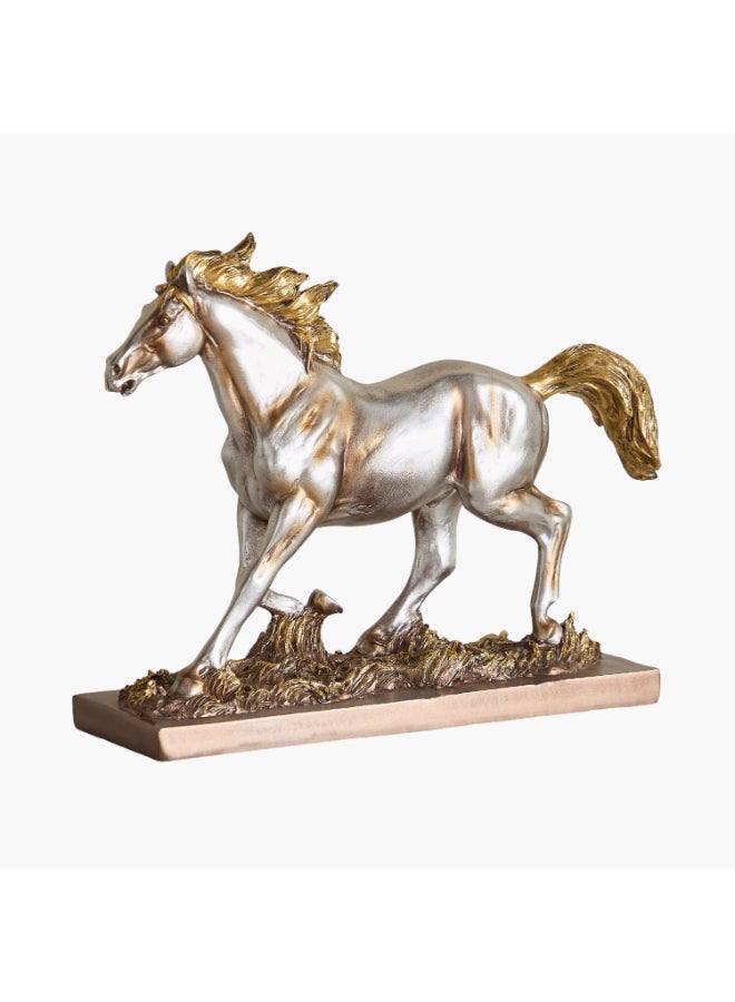 Home Box Polyresin Standing Horse Figurine - Gold and Silver - Image 5